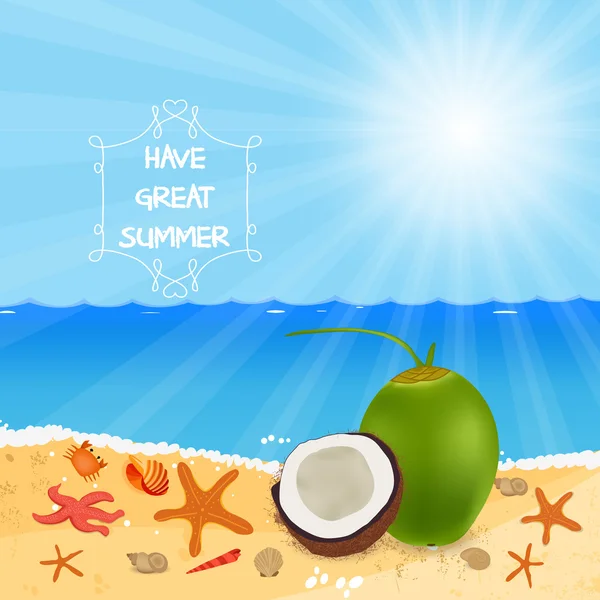 Відпустка в літо з кокосовим свіжим — стоковий вектор