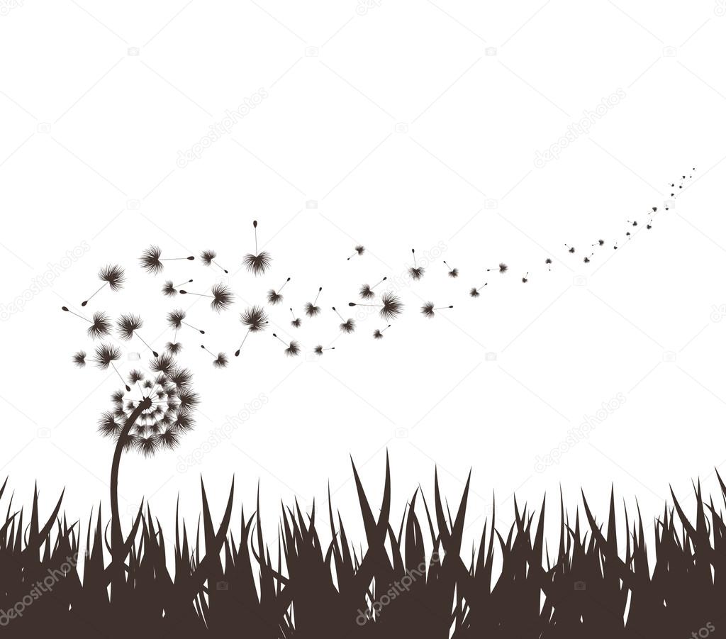 Grass with dandelion background