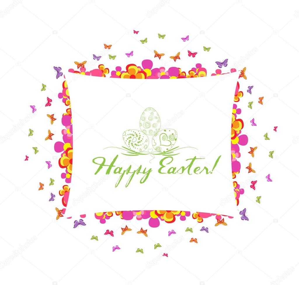 Happy easter greeting card with flower colorful