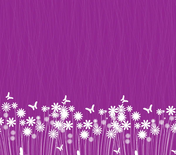 Bunga musim semi dengan latar belakang ungu - Stok Vektor