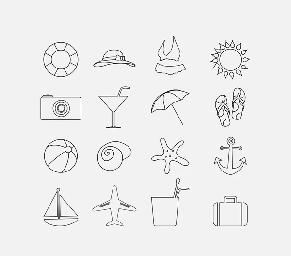 Set de iconos de verano delgado — Archivo Imágenes Vectoriales