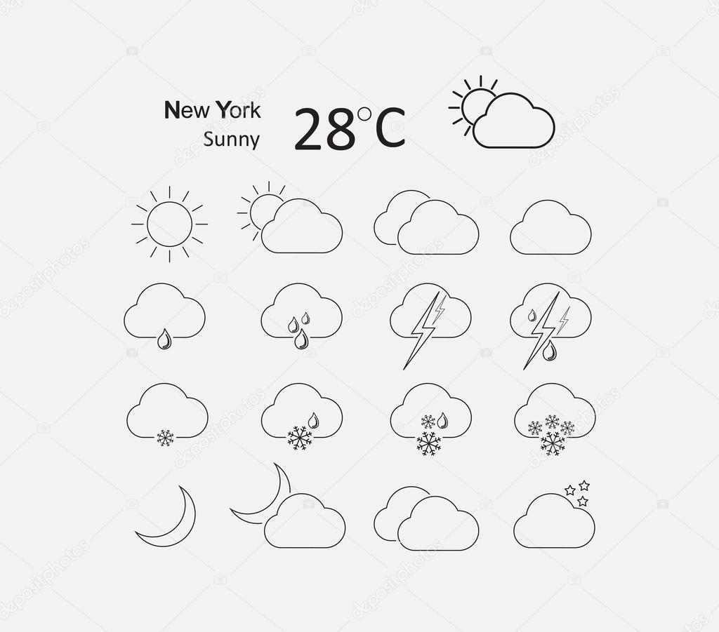 Thin weather icon set