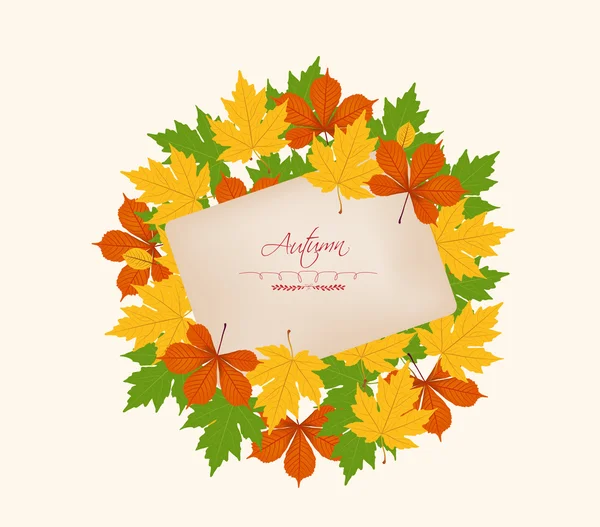 卡与色彩鲜艳的秋叶 — 图库矢量图片