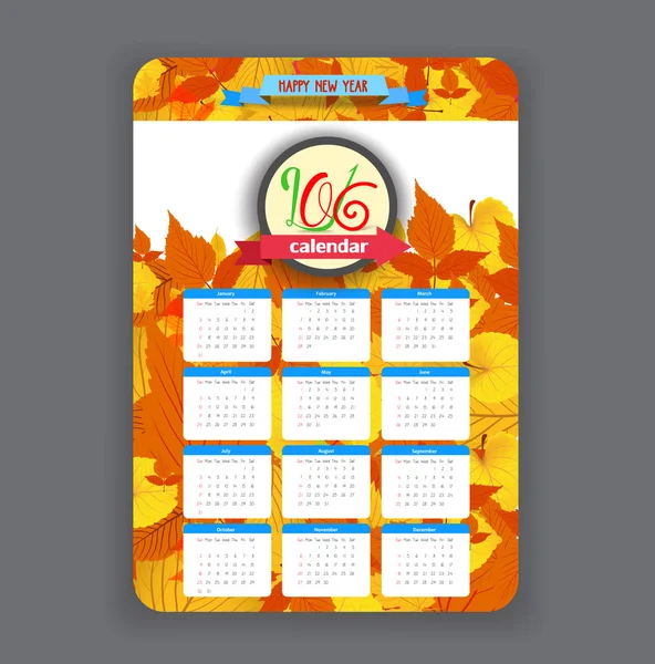 Feuilles d'automne Calendrier — Image vectorielle