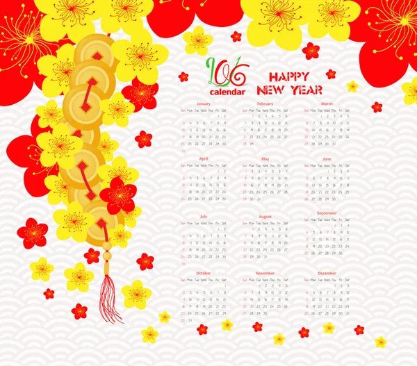 Chinese New Year calendar — Stock Vector