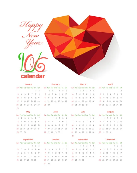 Felice anno nuovo calendario — Vettoriale Stock