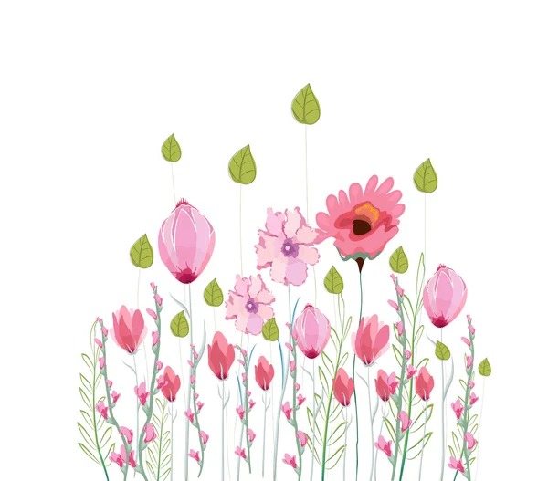 Tekening met roze bloemen — Stockvector