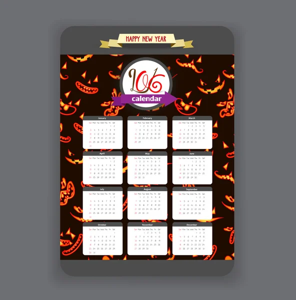 Halloween kalender 2016 — Stockvector