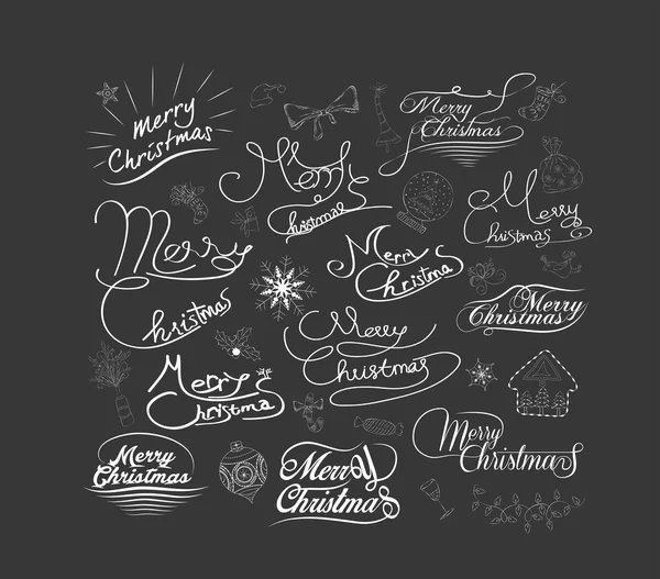 Feliz Navidad caligrafía y fondo tipográfico — Archivo Imágenes Vectoriales