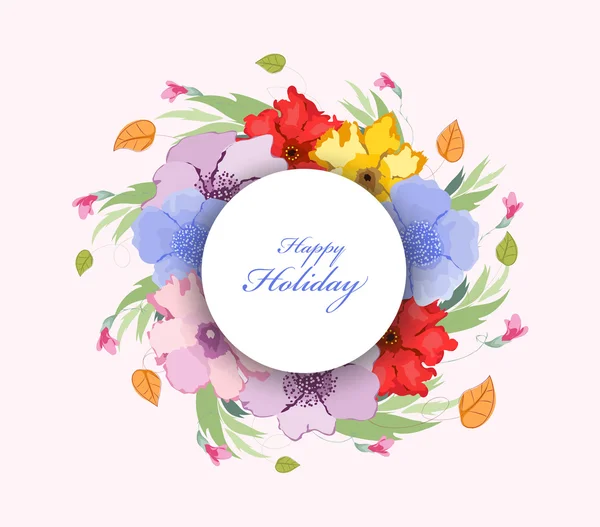 Květiny pozadí s nápisem Happy holiday — Stockový vektor