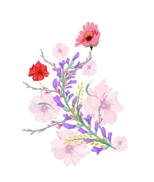 シンプルな背景の水彩画の花 — ストックベクタ