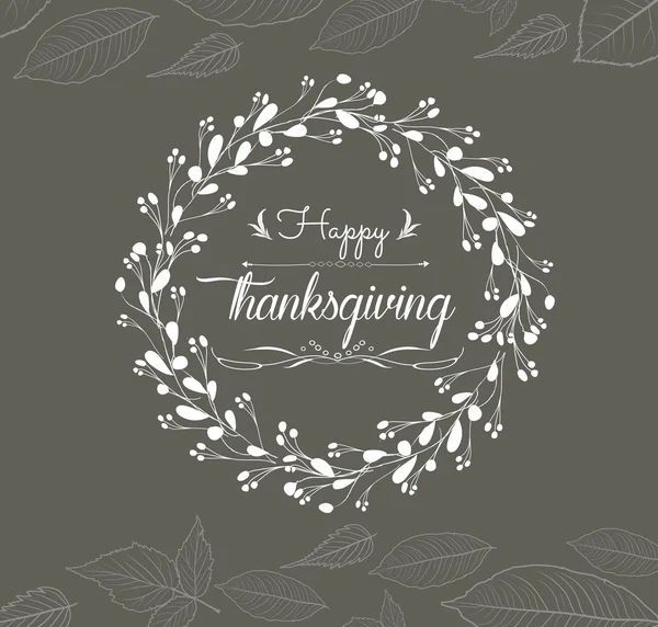 Happy thanksgiving floral wreath — Stock Vector