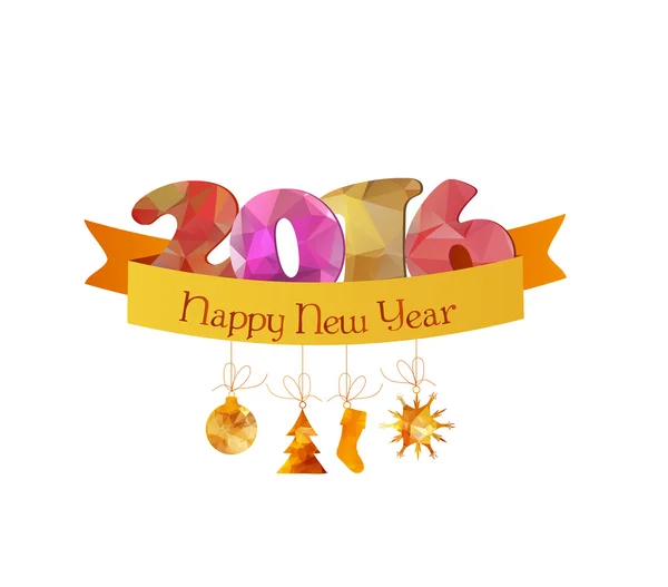 Mutlu yeni yıl 2016 tebrik kartı veya poster tasarımı — Stok Vektör