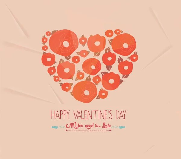 Happy valentine, flower heart — Stock Vector
