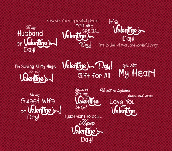 Set Of Happy Valentine's Day Hand Lettering — Stock Vector