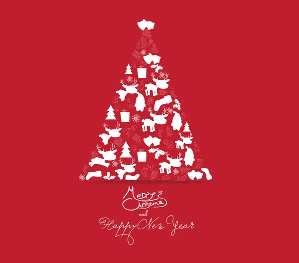 Navidad y año nuevo con árbol de Navidad — Archivo Imágenes Vectoriales
