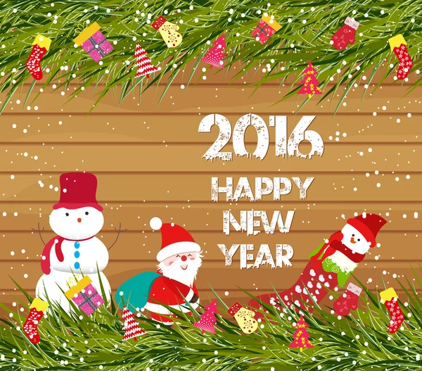 Szczęśliwego nowego roku 2016, tle Boże Narodzenie bałwan — Wektor stockowy