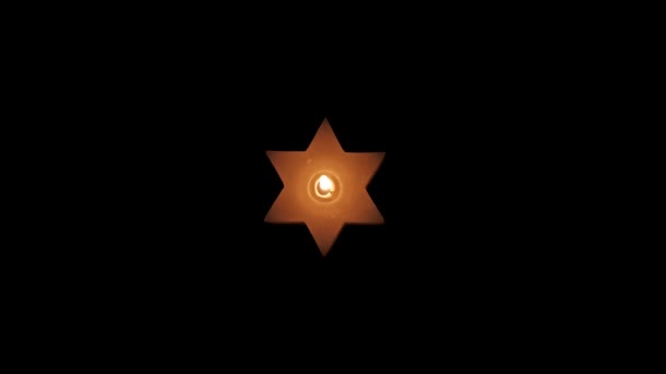 Star of David candle on Hanukkah — Stock Video