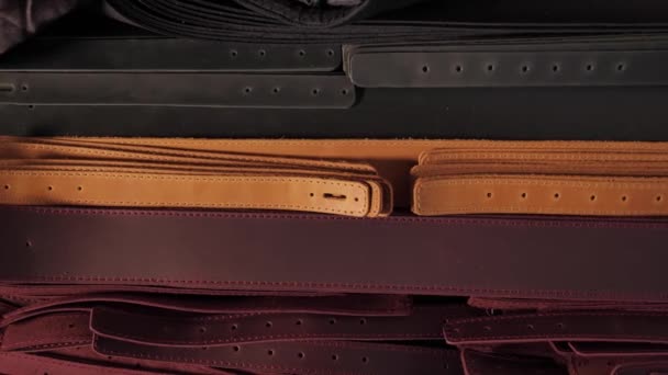 Leather items, part for leather goods — Stock Video