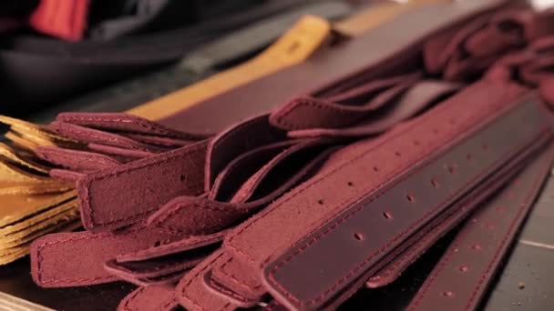 Leather items, part for leather goods — Stock Video