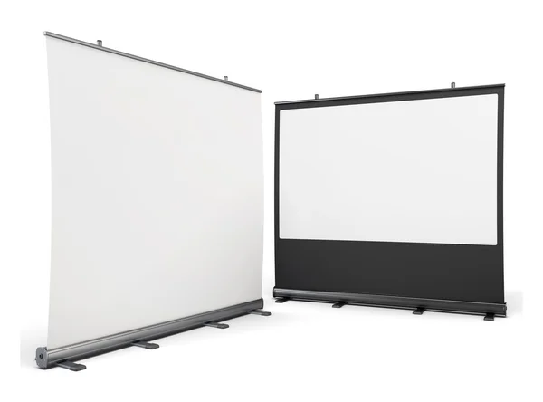 Telas portáteis para apresentações isoladas em fundo branco . — Fotografia de Stock