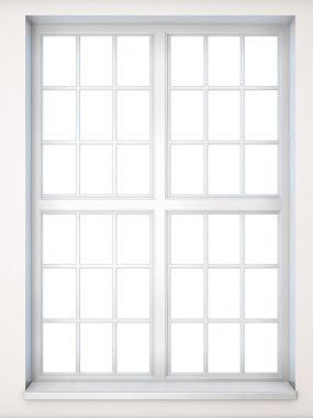 Klasik stil yakın çekim penceresinde. Önden Görünüm. 3D illustratio