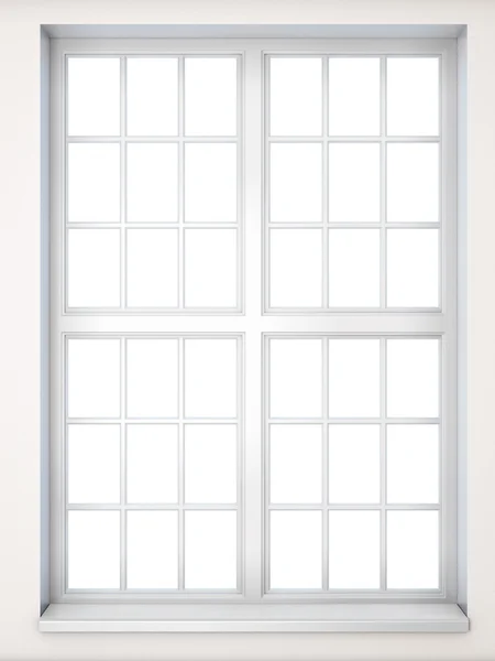 Okno z bliska klasycznego stylu. Widok z przodu. pozdrowienie 3D — Zdjęcie stockowe