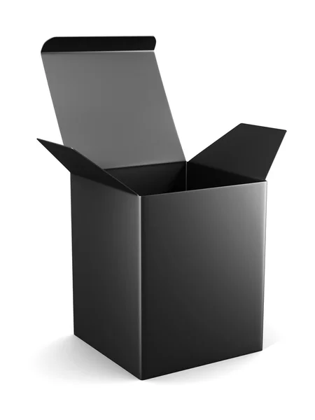 Blank open cardboard box template standing on white background. — Stock Photo, Image