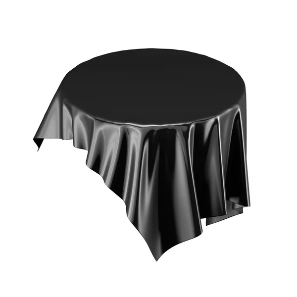 Black satin fabric floating in the air isolated on white backgro — Stock Photo, Image