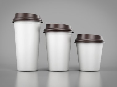 Farklı boyutlarda üst üste duran tek kullanımlık plastik bardak. Mo