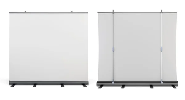 Front view and rear view of the portable screens for presentatio — Stock Photo, Image