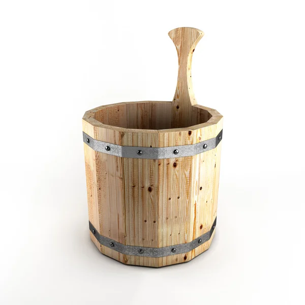 Wooden bucket for a bath — Stock Photo, Image