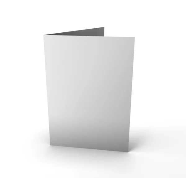 Blank folded leaflet white paper on white. — Stock Photo, Image