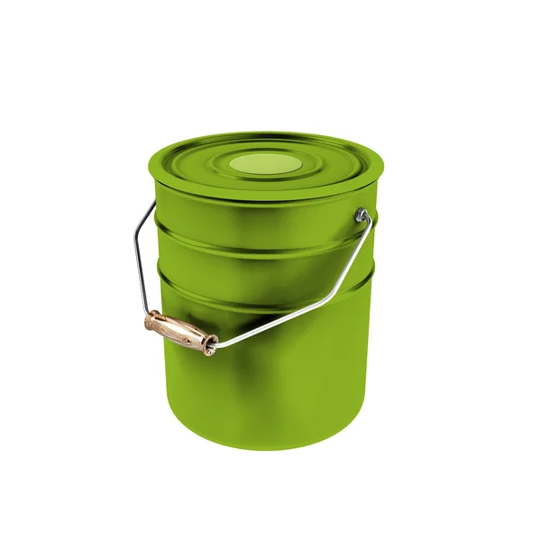 Green container with green paint — Stock Photo, Image