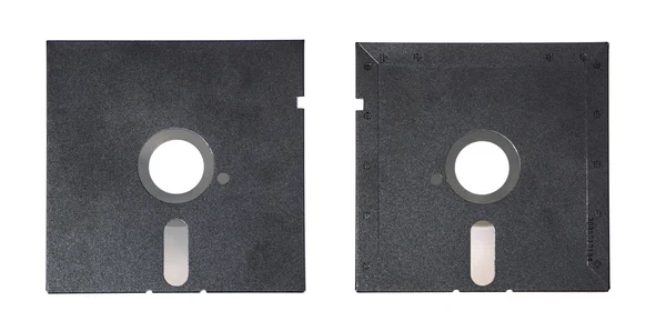 Magnetic floppy disk top view and back view. — Stock Photo, Image