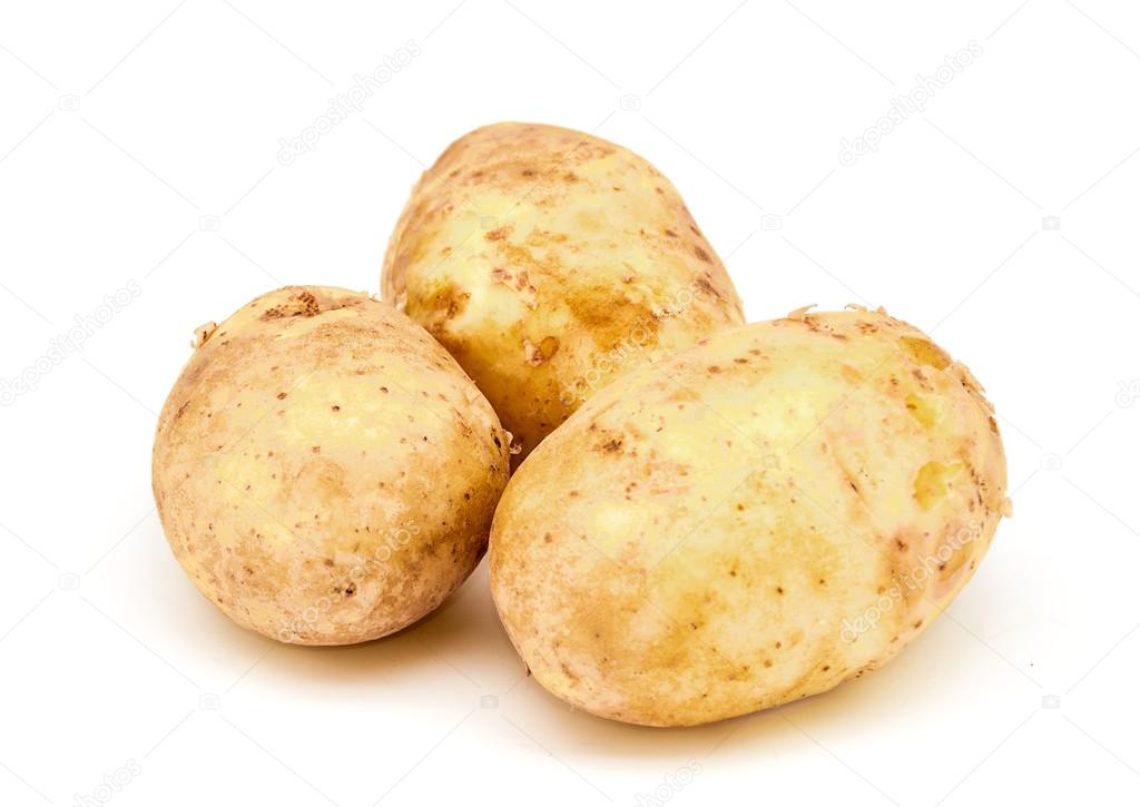 Young potatoes on a white background