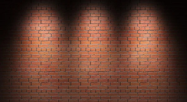 Illuminated brick wall. 3d render. — Stock Photo, Image