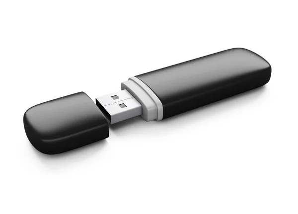 Černá jednotka flash. USB pro svůj design. 3D vykreslování. — Stock fotografie