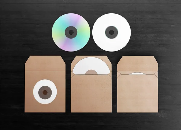Mock-up for branding identity. Blank dvd in cardboard packaging. — Stock Photo, Image