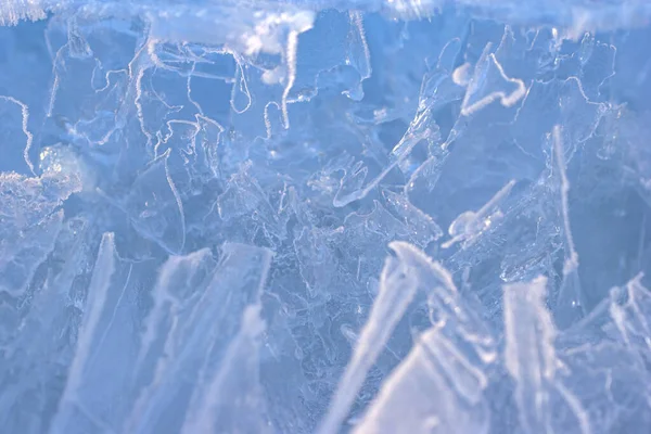 Fagyasztott Jégkristályok Hűvös Kék Háttere — Stock Fotó
