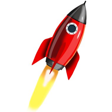 Havada uçan kırmızı bir roket tasviri