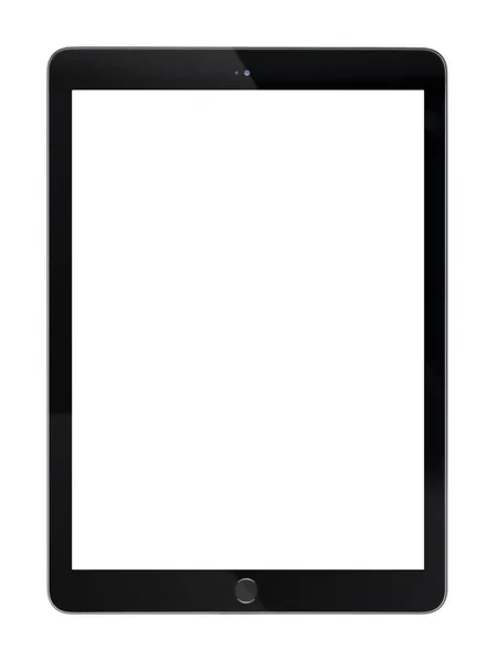 带空白白屏的平板电脑显示 白色背景下隔离的黑色平板电脑 图库图片