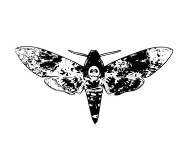 Kelebek ölüm başlığı illüstrasyonu, siyah beyaz
