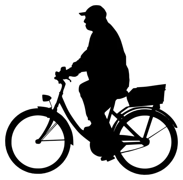 Manusia dengan siluet sepeda - Stok Vektor