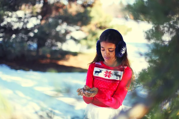 Bir kış parkta güzel ara kız