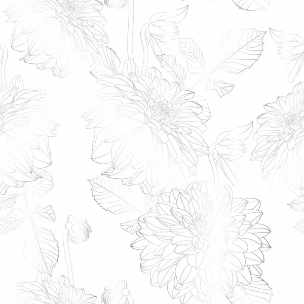 Stříbrné Dahlia Květiny Opakují Plynulý Vzor Skvělé Pro Jarní Letní — Stockový vektor