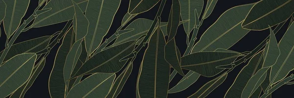 Luxe Nature Fond Vert Motif Floral Feuilles Magnolia Feuilles Fendues — Image vectorielle