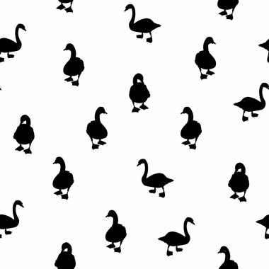 Beyaz arka planda kuğuların kuş silueti olan güzel, pürüzsüz desen.