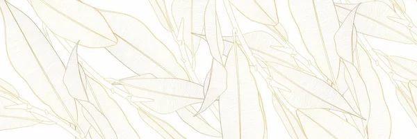 Luxus Gold Hintergrund Blumenmuster Goldener Magnolienzweig Mit Linienzeichnung — Stockvektor
