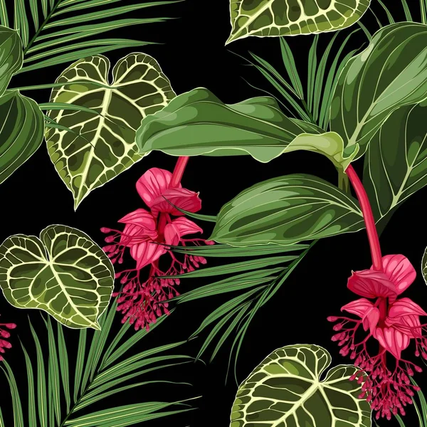 Été Fond Coloré Modèle Sans Couture Avec Des Fleurs Tropicales — Image vectorielle